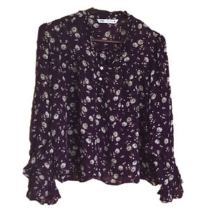Zara purple floral top, shirt, blouse. Women’s size medium
